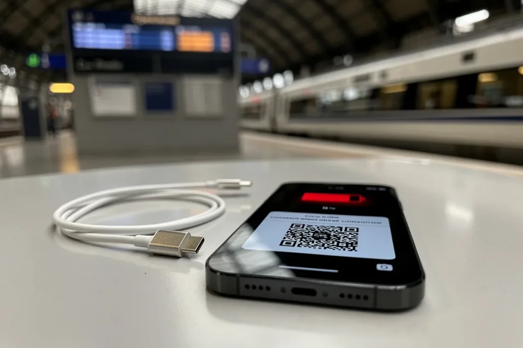 **Der Akku ist bei 4 %** und du suchst im Bahnhof von München verzweifelt nach einer freien Steckdose. Gleichzeitig lieg