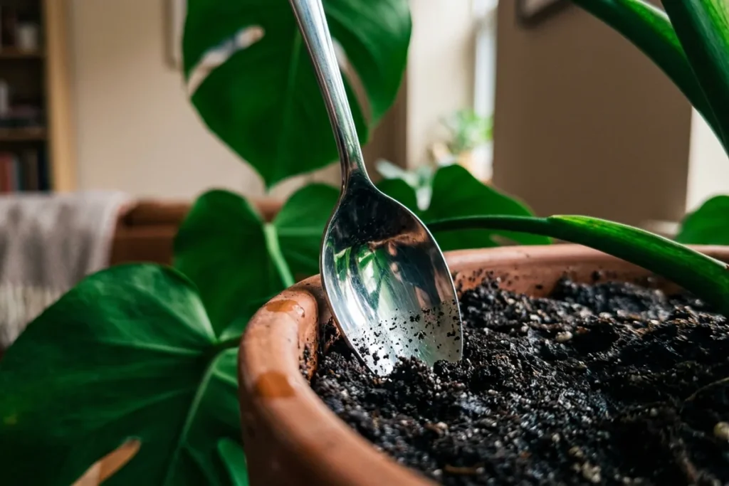 Der „Löffel-Trick“: So erkennst du sofort, ob deine Pflanze Wasser braucht